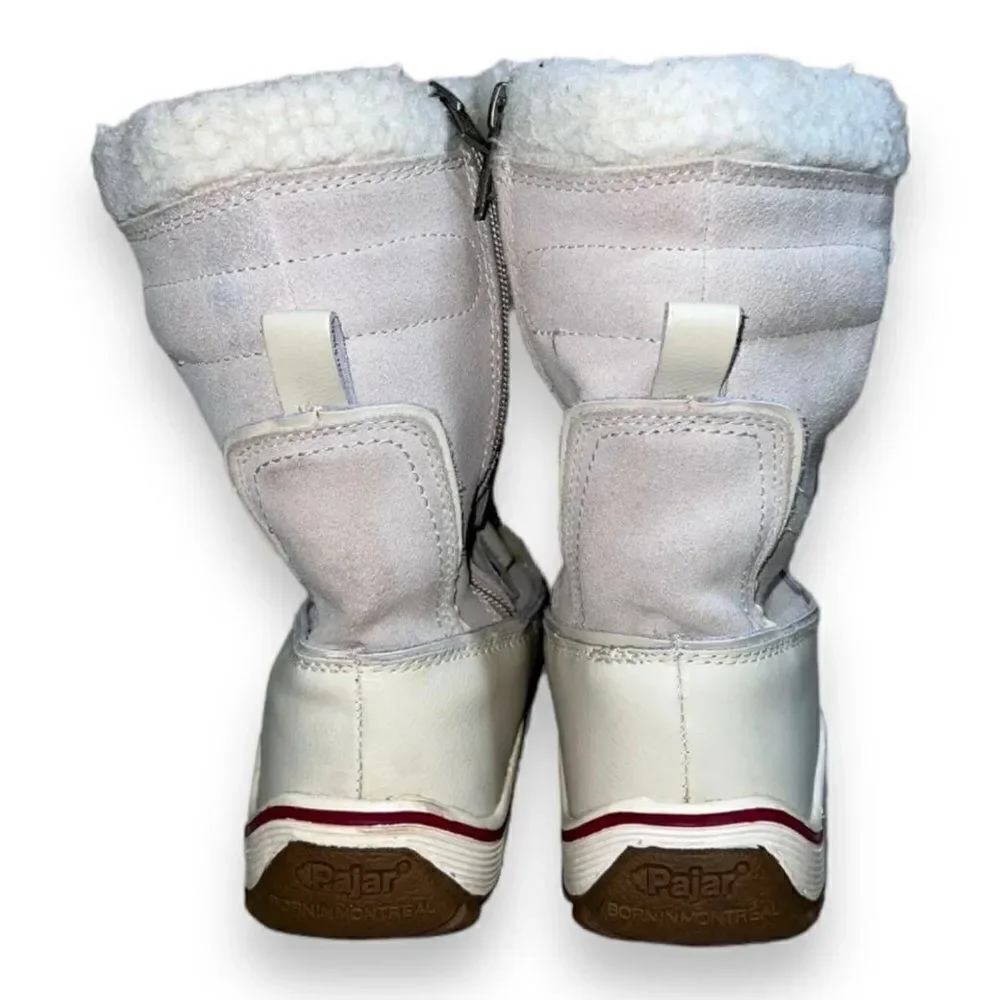Pajar Alina Round Toe Waterproof Winter Boots White Leather‎ Women's 6.5
